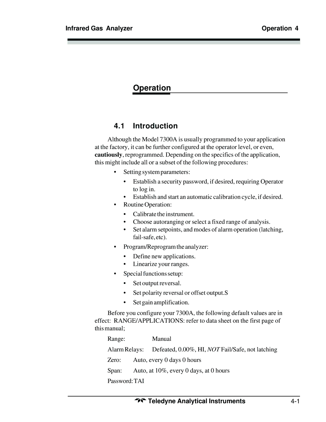 Teledyne 7300A manual Introduction, Infrared Gas Analyzer Operation 