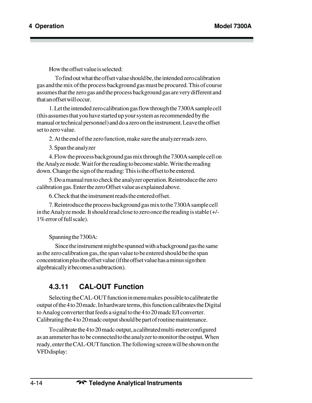 Teledyne 7300A manual CAL-OUT Function 