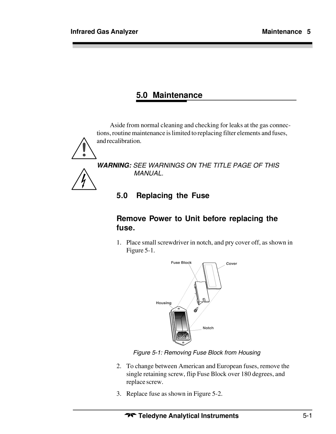 Teledyne 7300A manual Infrared Gas Analyzer Maintenance 