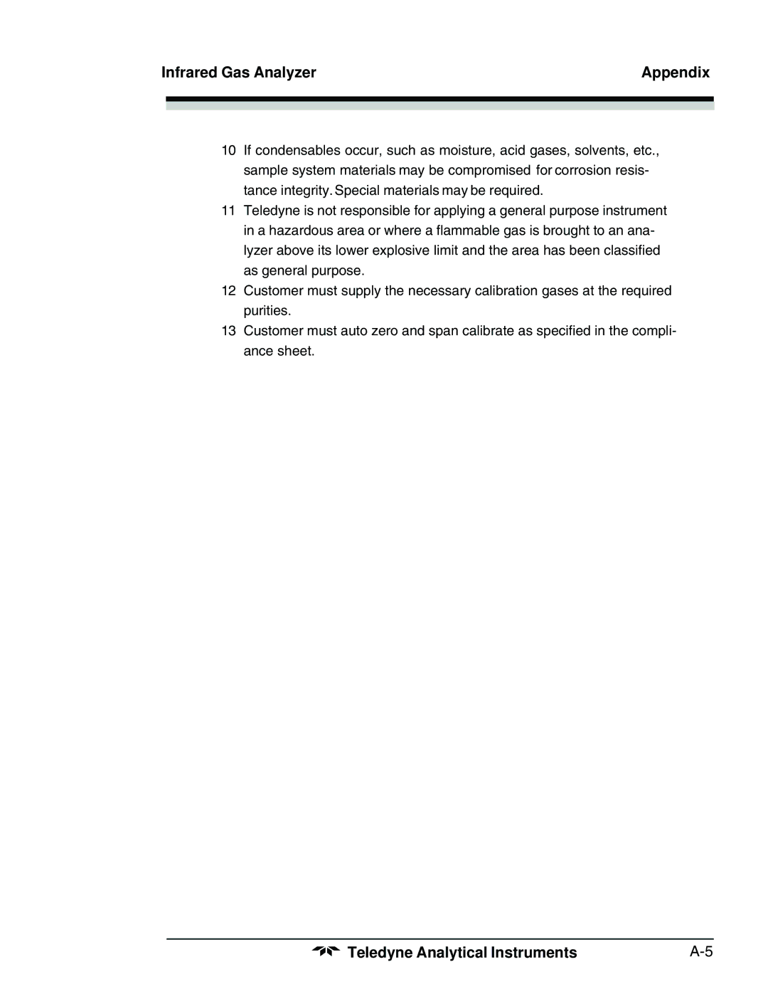 Teledyne 7300A manual Infrared Gas Analyzer Appendix 