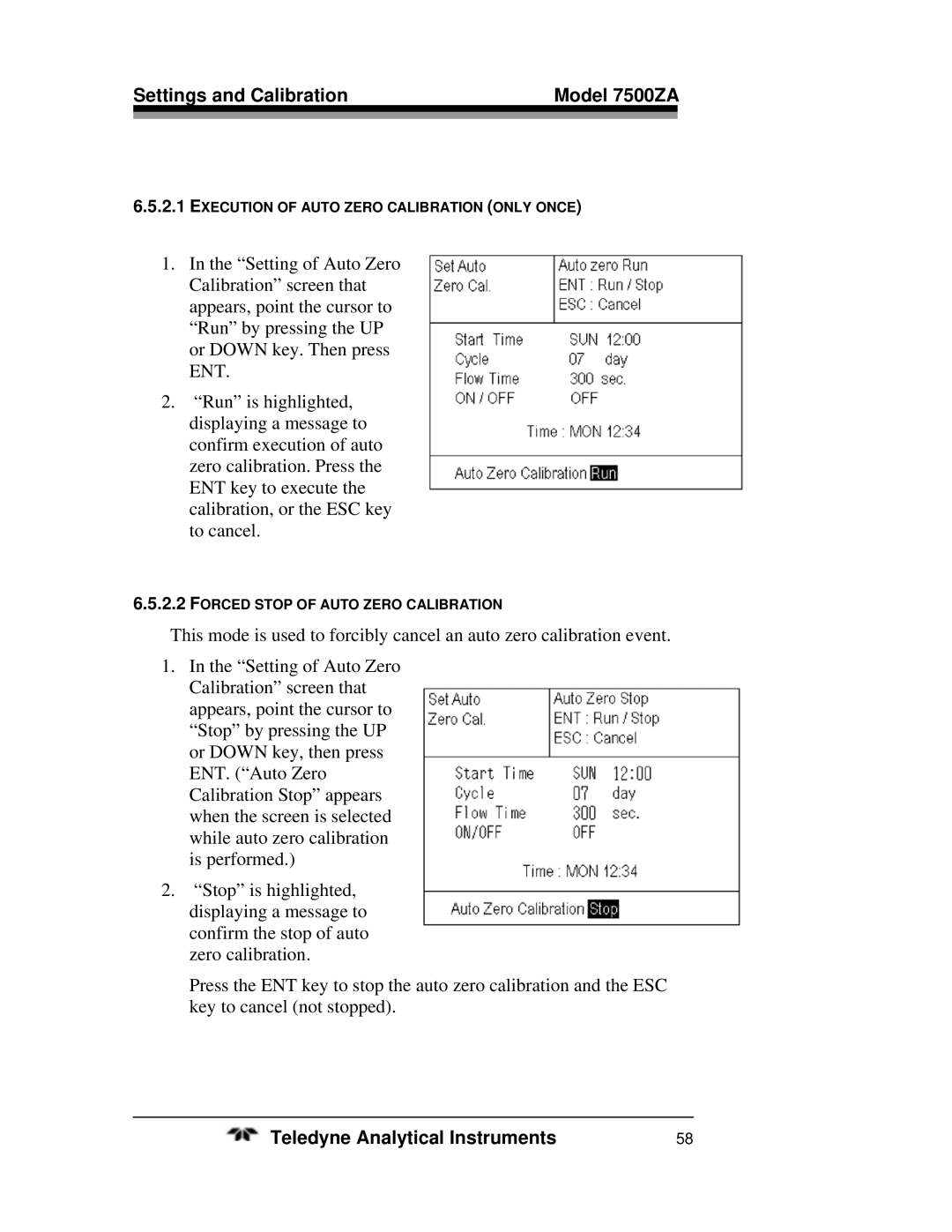 Teledyne 7500ZA operating instructions Execution of Auto Zero Calibration only Once 