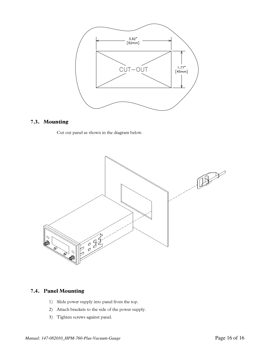 Teledyne 760 PLUS instruction manual Panel Mounting 