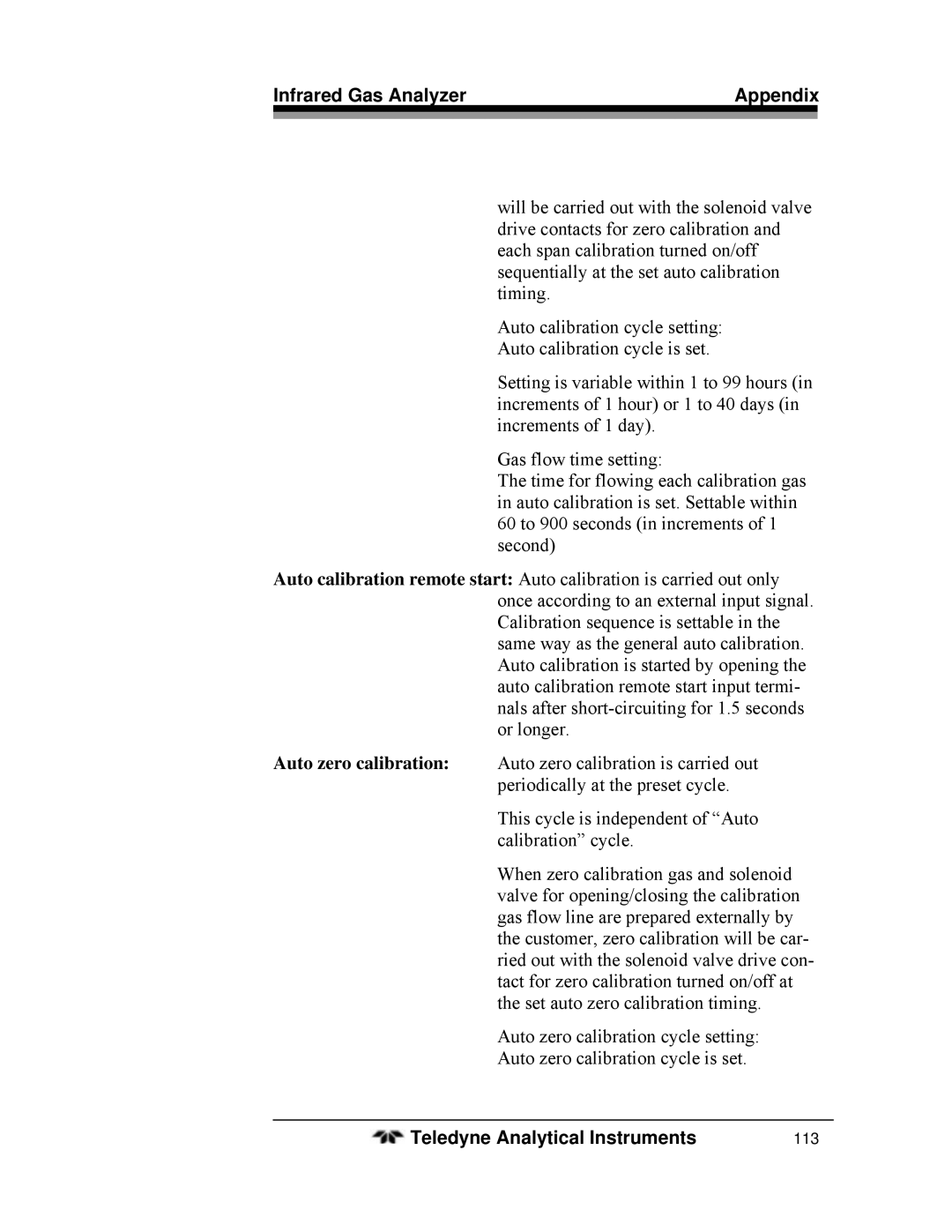 Teledyne 7600 operating instructions 113 