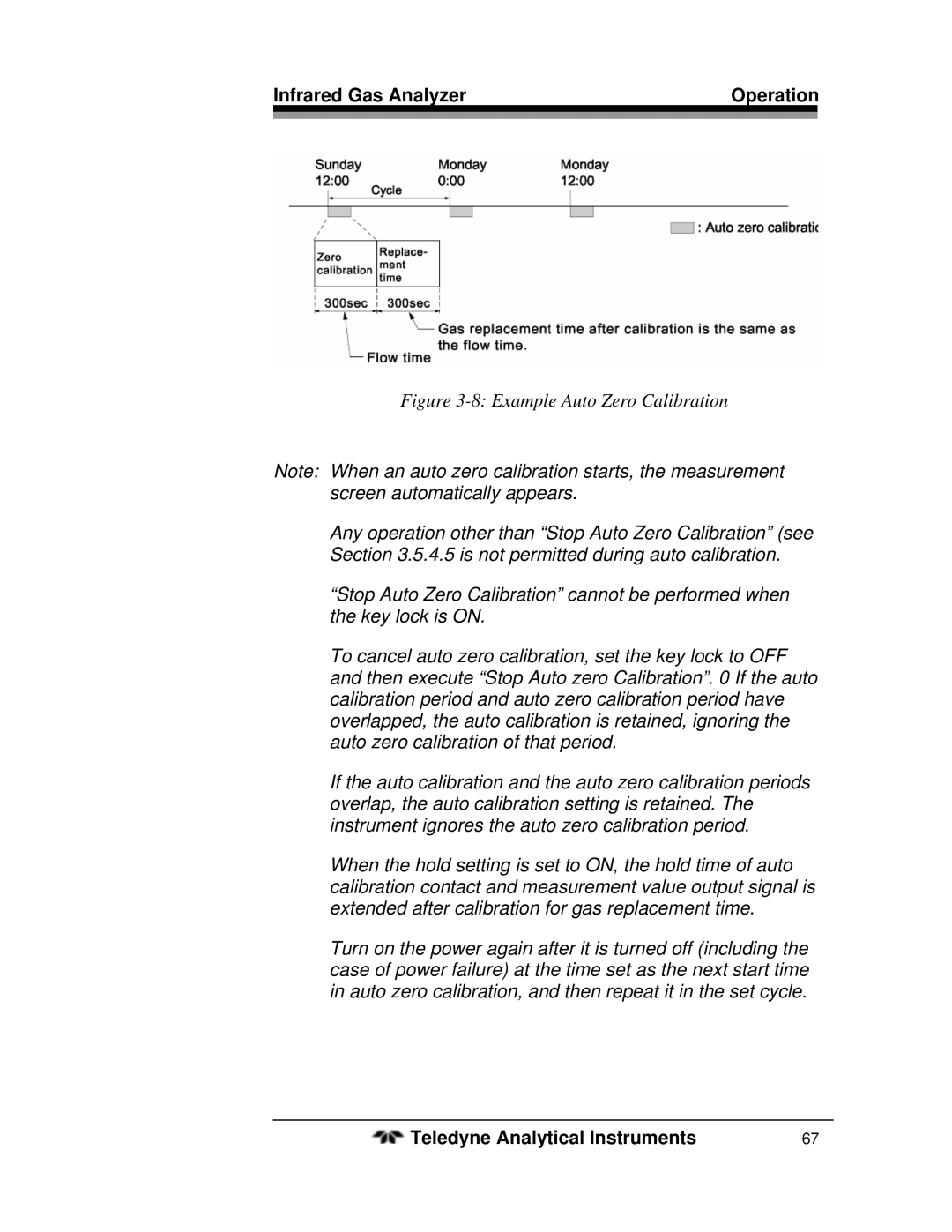 Teledyne 7600 operating instructions Example Auto Zero Calibration 