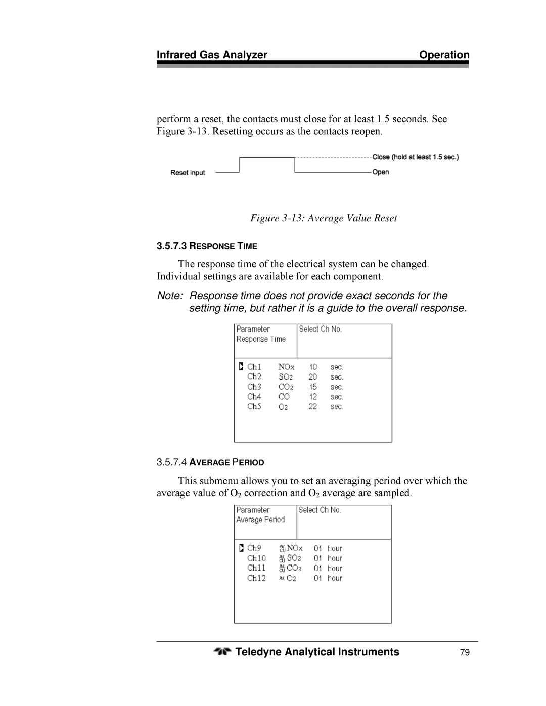 Teledyne 7600 operating instructions Average Value Reset 