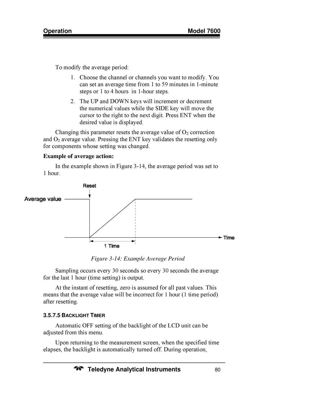 Teledyne 7600 operating instructions Example of average action, Example Average Period 