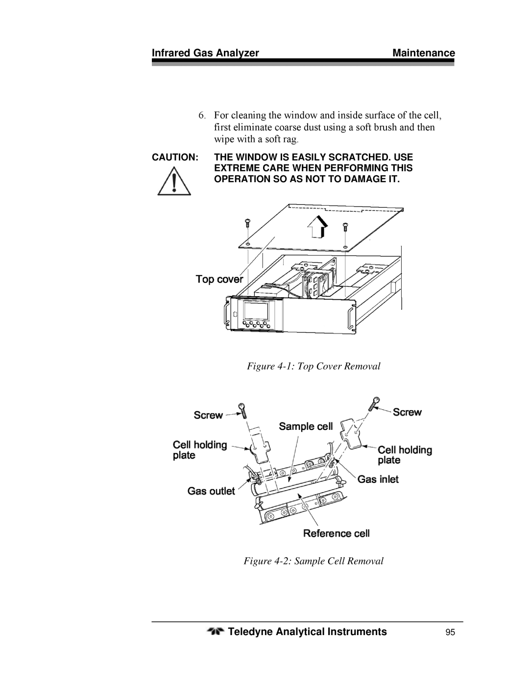 Teledyne 7600 operating instructions Top Cover Removal 