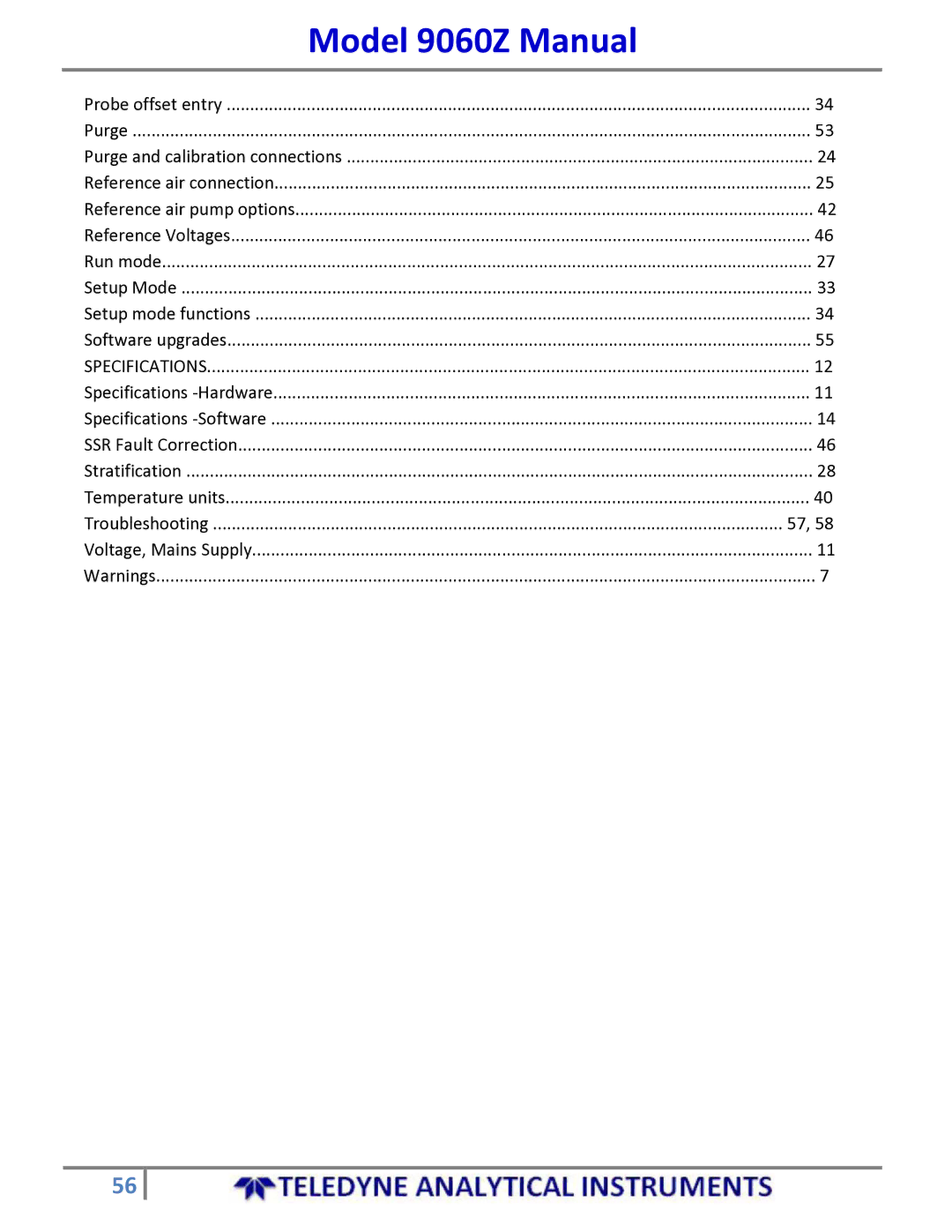 Teledyne 9060Z manual Troubleshooting 