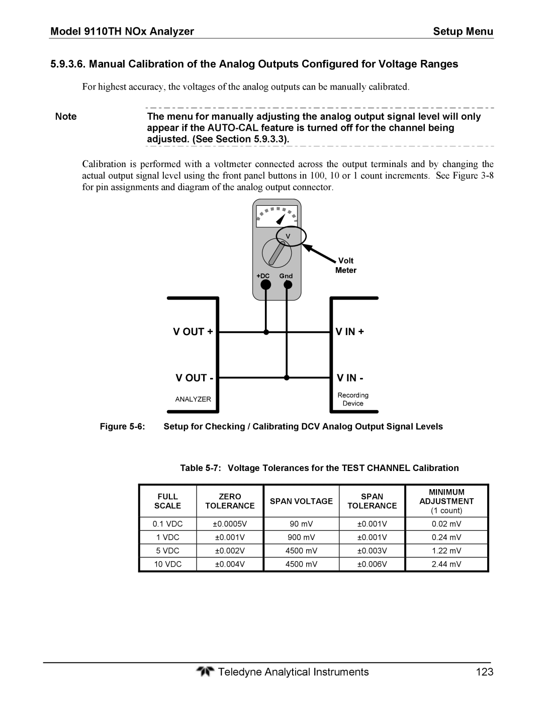 Teledyne 9110T instruction manual Adjusted. See Section 