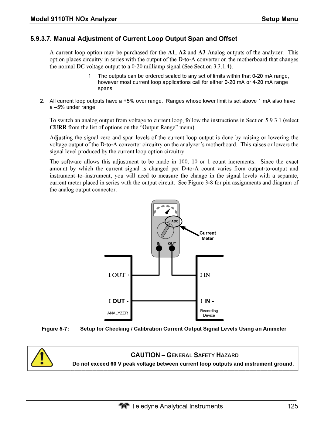 Teledyne 9110T instruction manual Teledyne Analytical Instruments 125 