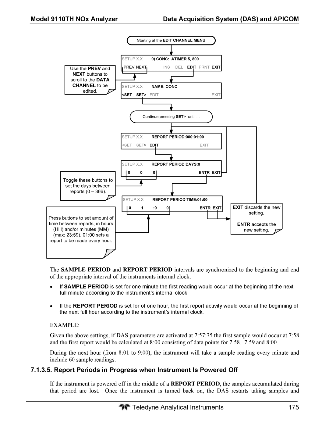 Teledyne 9110T instruction manual Report Periods in Progress when Instrument Is Powered Off 