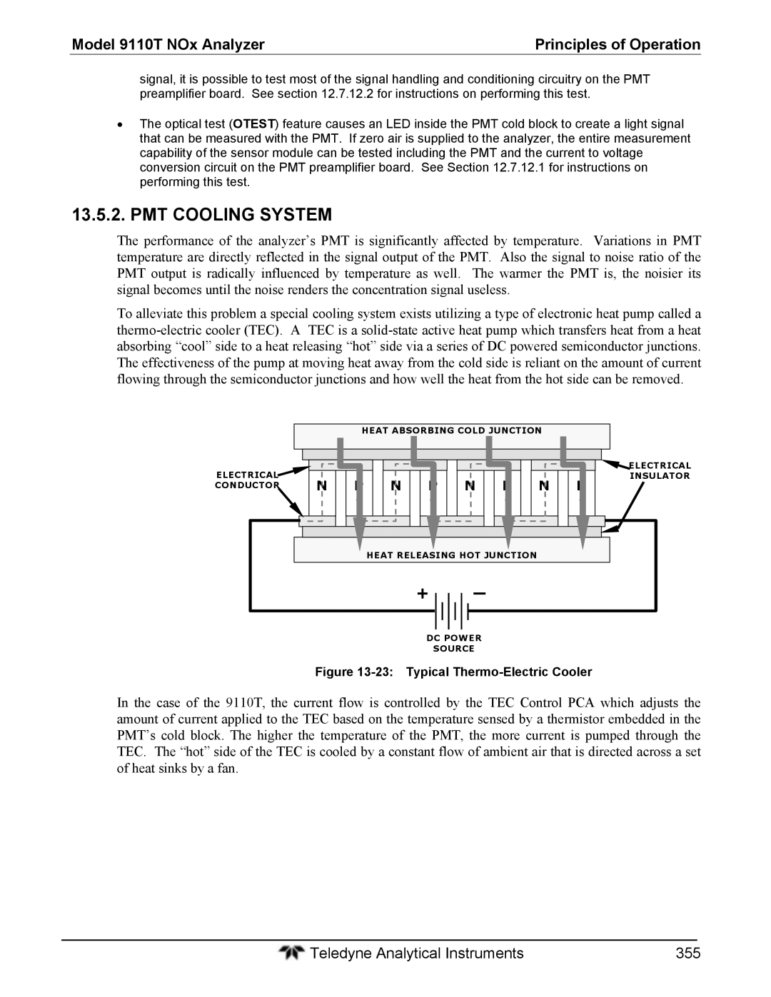 Teledyne 9110T instruction manual PMT Cooling System, Typical Thermo-Electric Cooler 