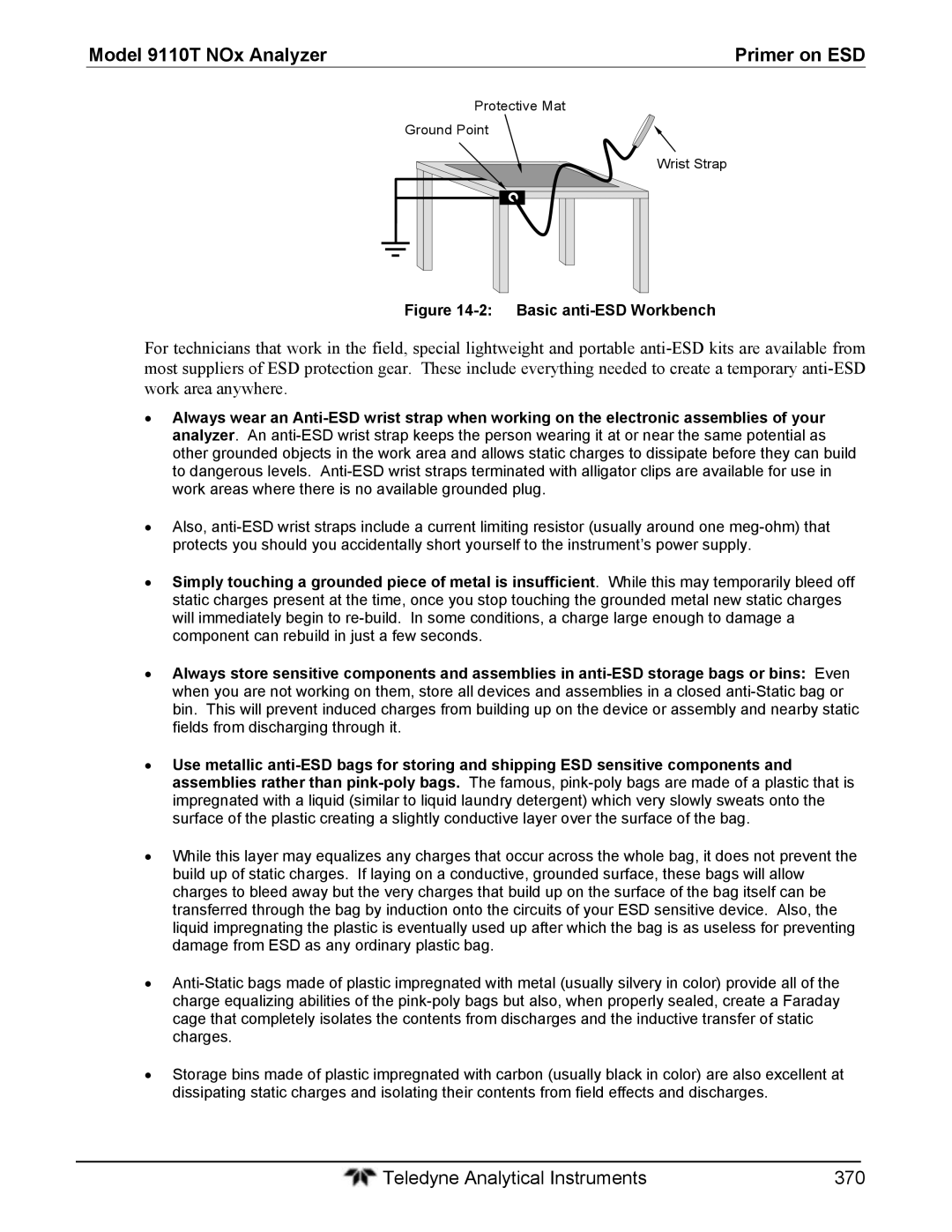 Teledyne 9110T instruction manual Teledyne Analytical Instruments 370 