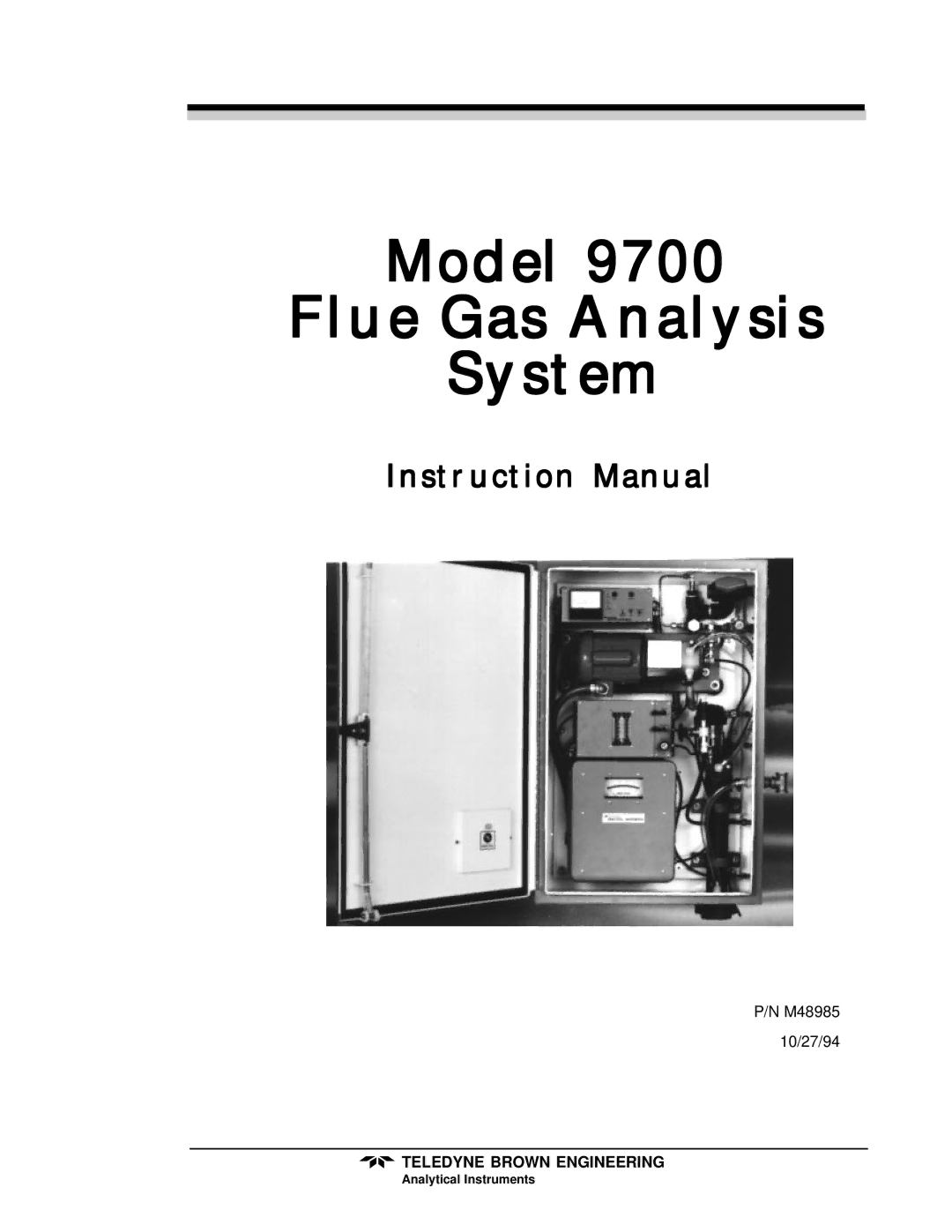 Teledyne 9700 instruction manual Model Flue Gas Analysis System 