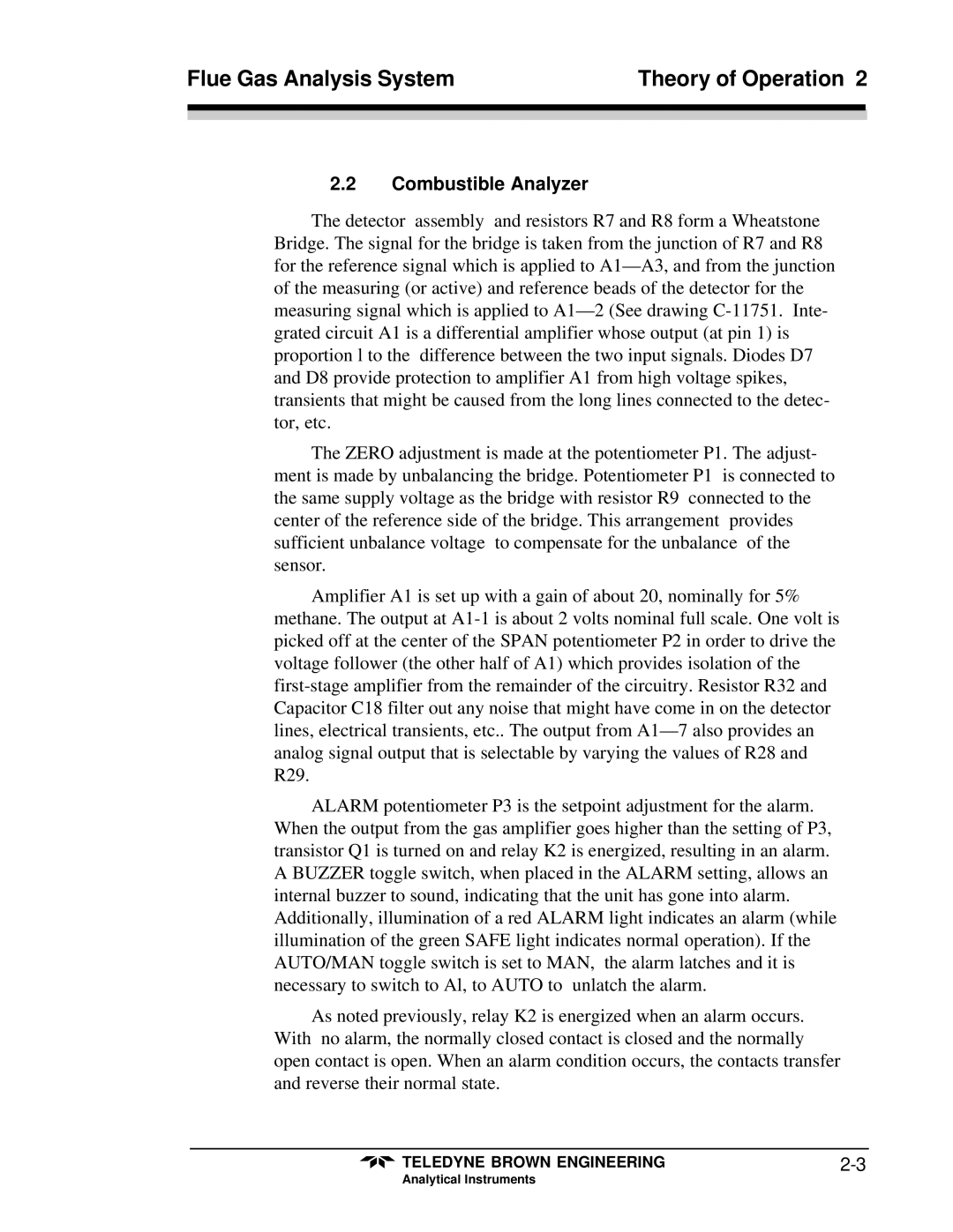 Teledyne 9700 instruction manual Combustible Analyzer 