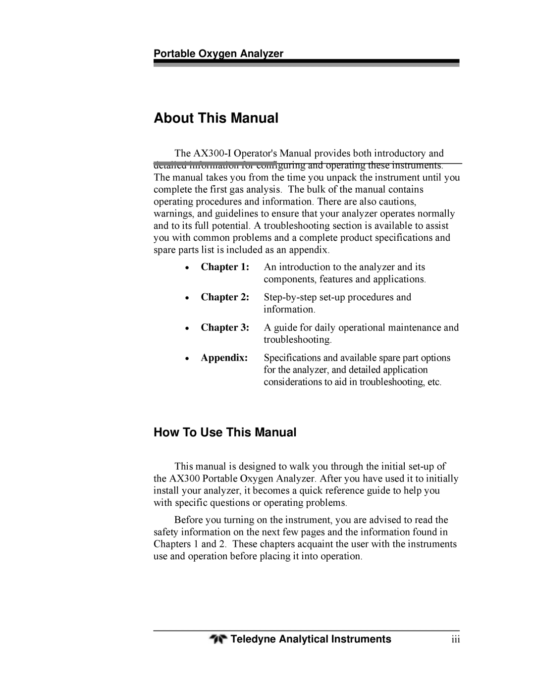 Teledyne AX300-I manual About This Manual, How To Use This Manual 