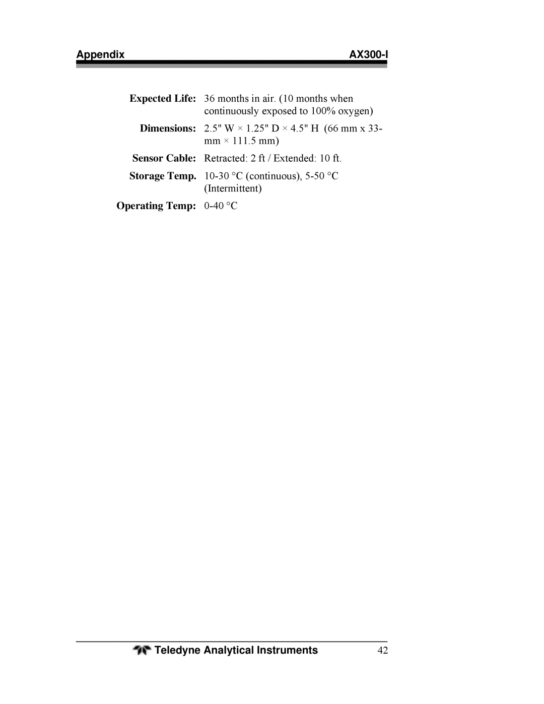 Teledyne manual Appendix AX300-I 