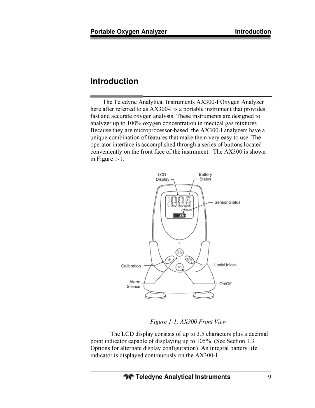 Teledyne AX300-I manual Introduction, AX300 Front View 