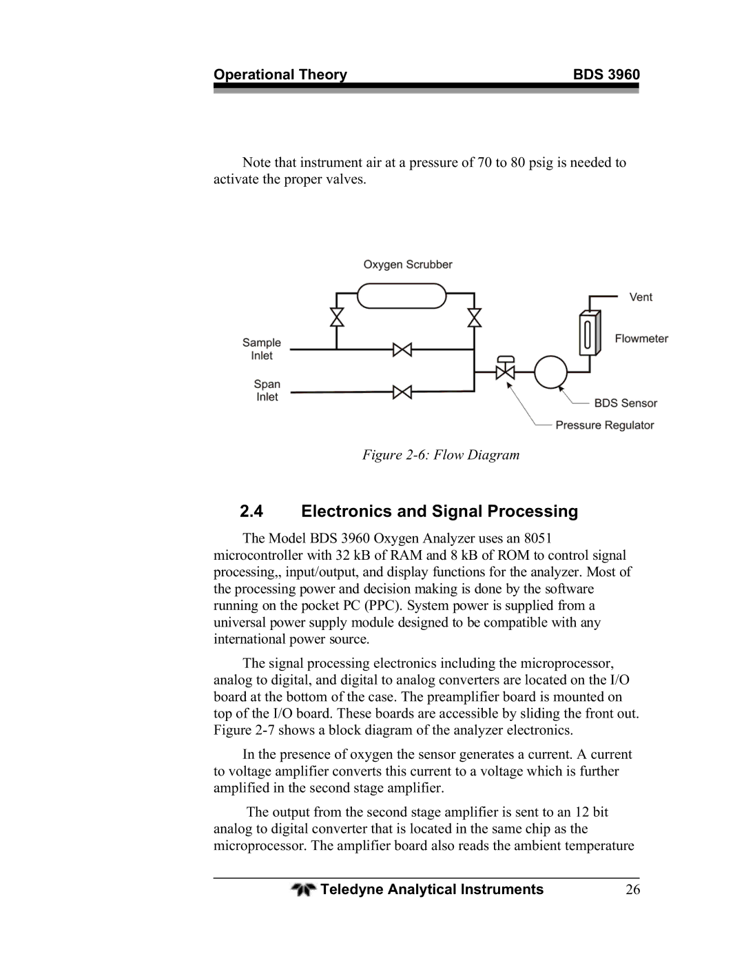 Teledyne BDS-3960 operating instructions Electronics and Signal Processing, Flow Diagram 