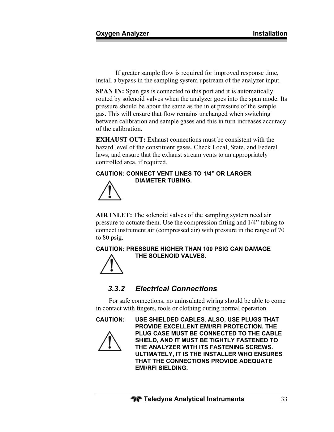 Teledyne BDS-3960 operating instructions Electrical Connections 