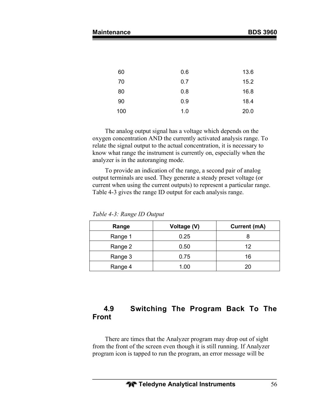 Teledyne BDS-3960 operating instructions Switching The Program Back To Front 