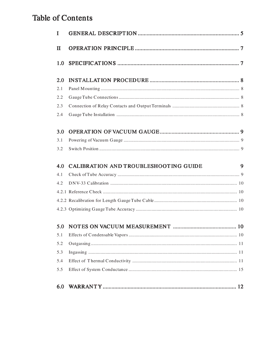 Teledyne DNV-33D instruction manual Table of Contents 