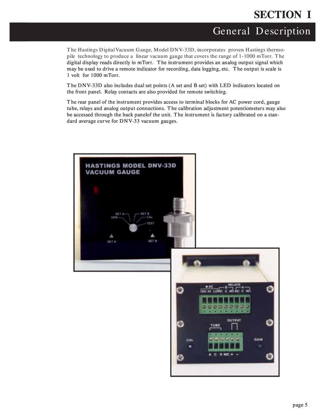 Teledyne DNV-33D instruction manual Section, General Description 