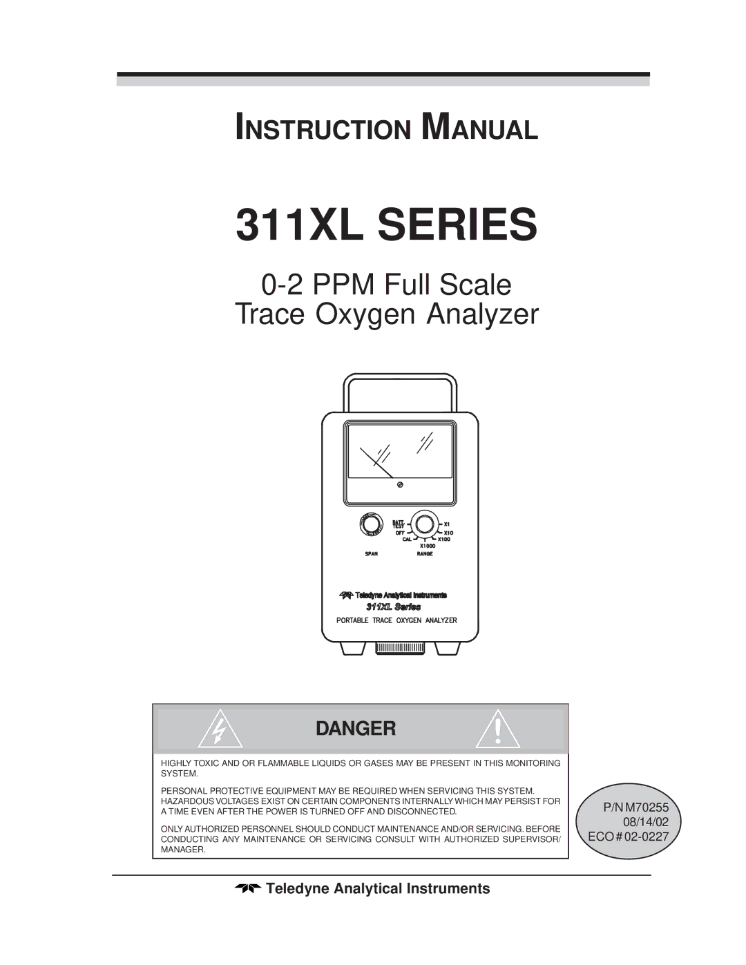 Teledyne ECO#02-0227 instruction manual 311XL Series 