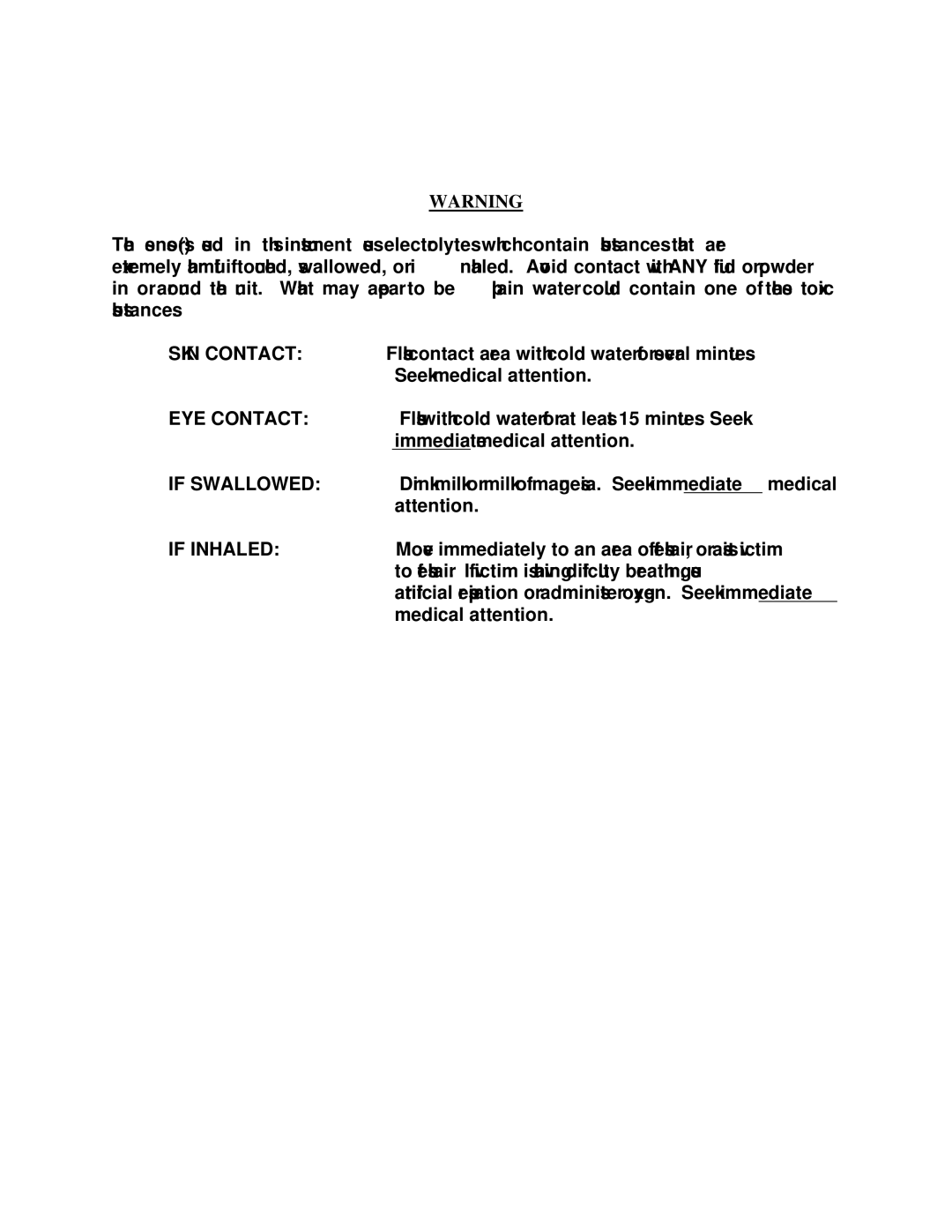 Teledyne ECO#02-0227 instruction manual Skin Contact 