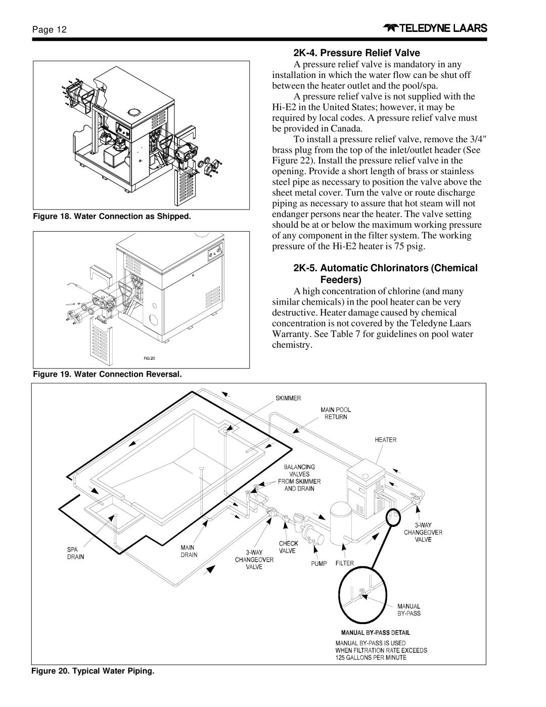 Teledyne EHE warranty 2K-4. Pressure Relief Valve, 2K-5. Automatic Chlorinators Chemical Feeders 