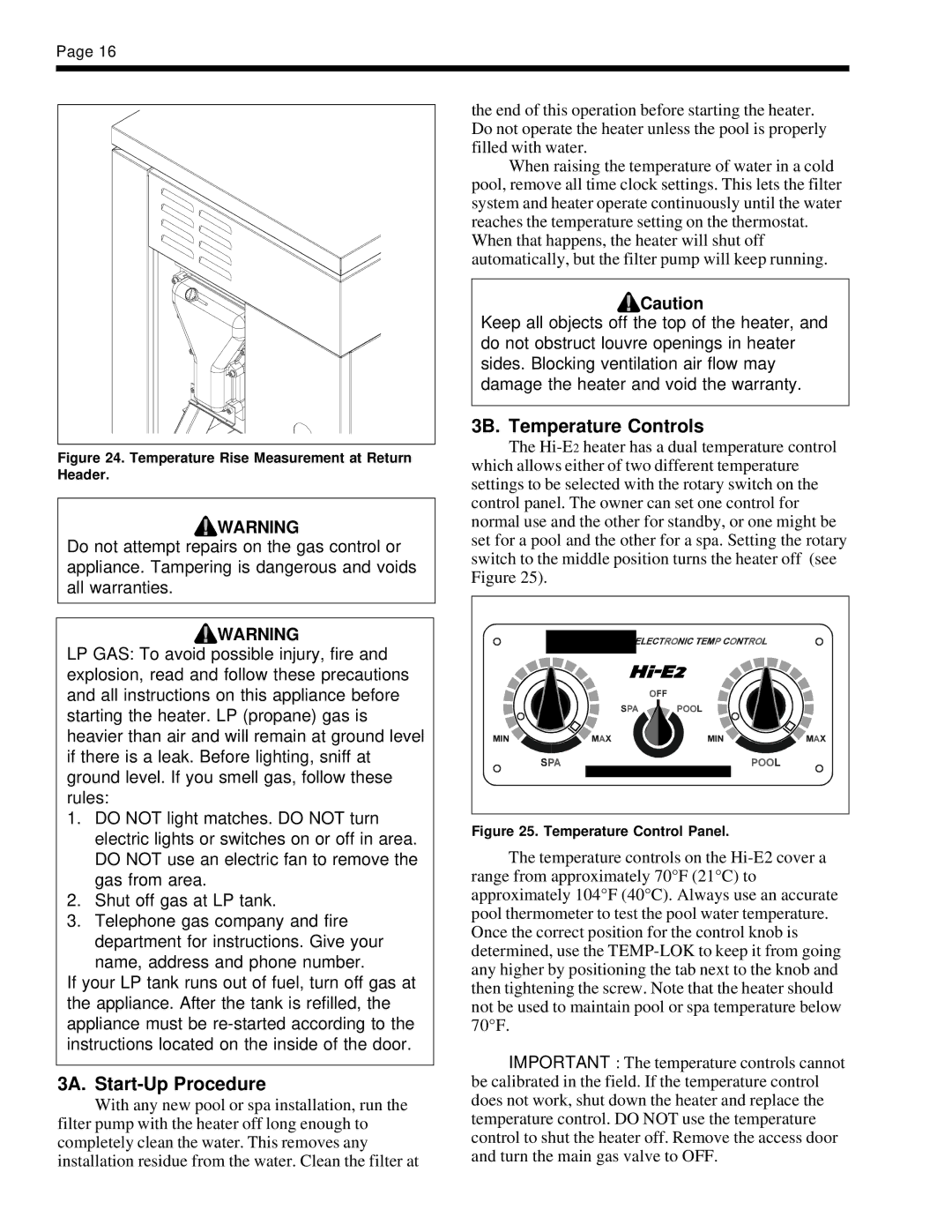 Teledyne EHE warranty 3A. Start-Up Procedure, 3B. Temperature Controls 