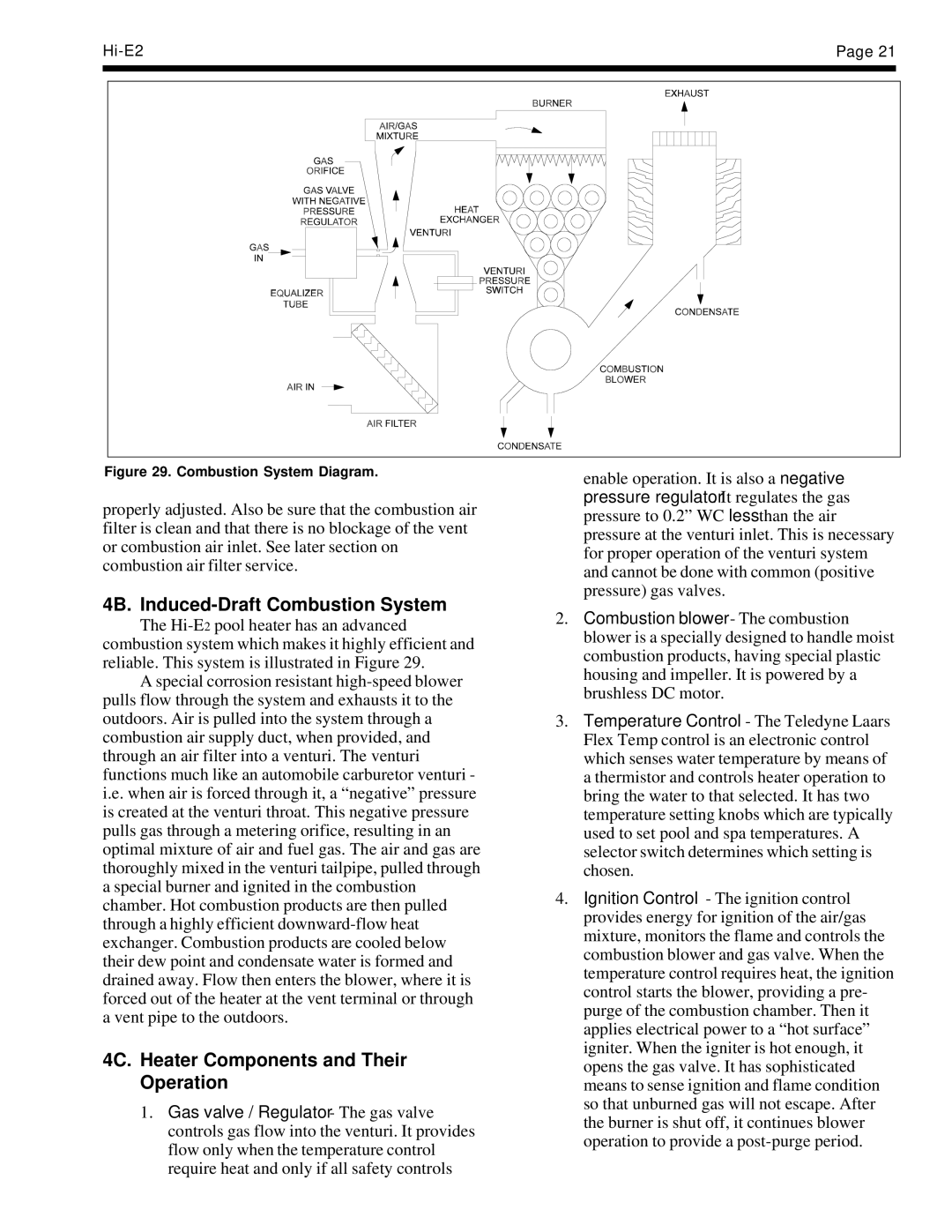 Teledyne EHE warranty 4B. Induced-Draft Combustion System, 4C. Heater Components and Their Operation 