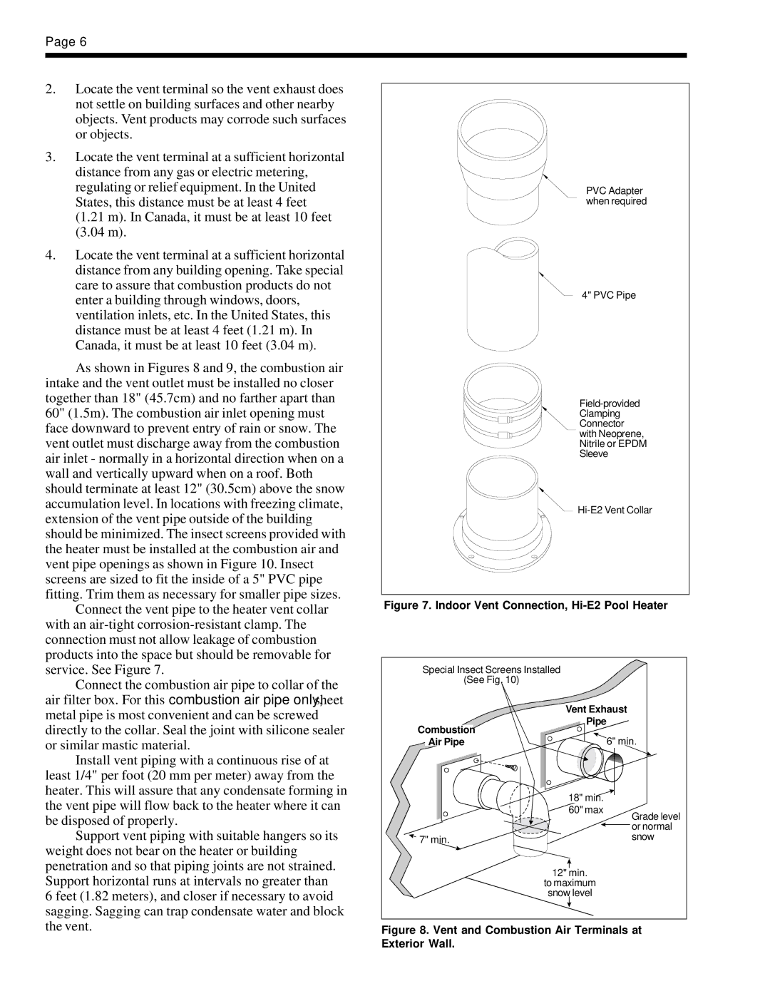 Teledyne EHE warranty Indoor Vent Connection, Hi-E2 Pool Heater 