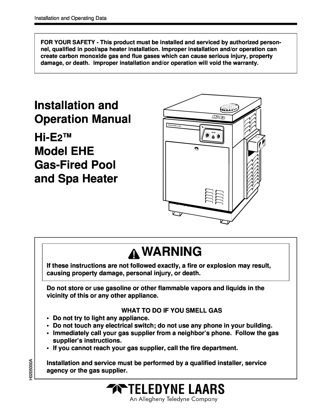 Teledyne EHE warranty Gas-FiredPool and Spa Heater 
