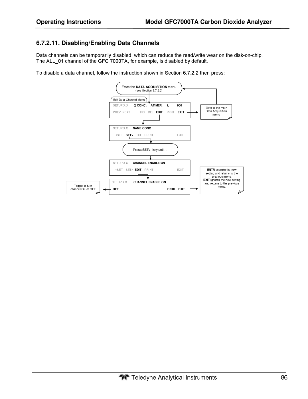 Teledyne gfc 7000ta operation manual From the Data Acquisition menu 