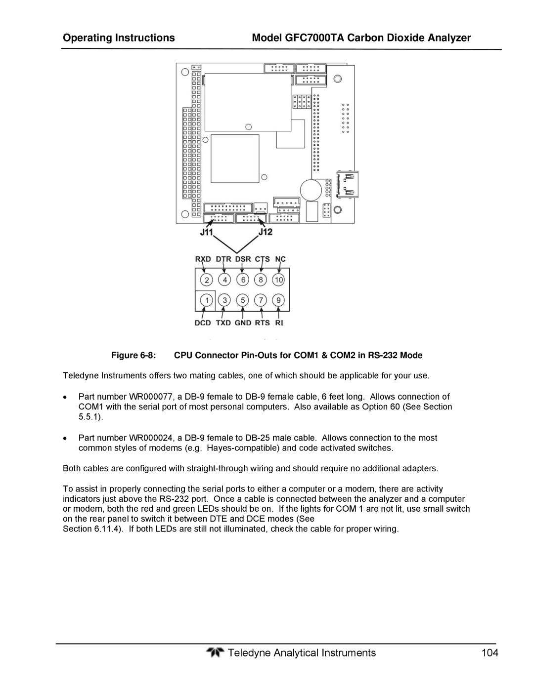 Teledyne gfc 7000ta operation manual Teledyne Analytical Instruments 104 