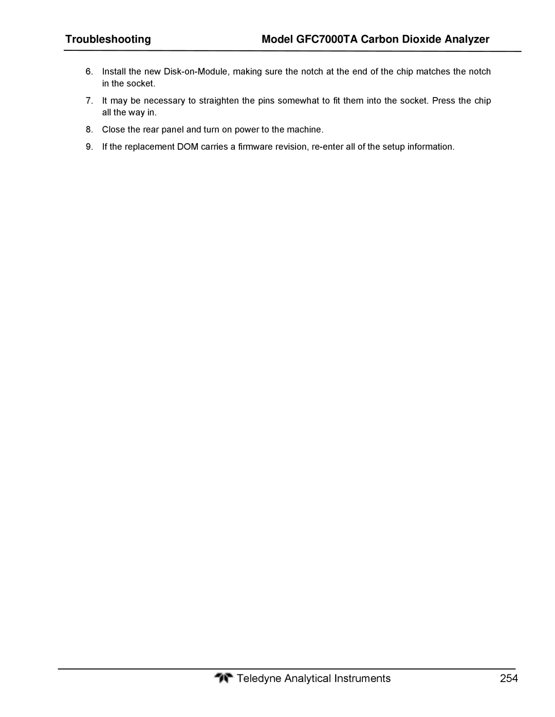 Teledyne gfc 7000ta operation manual Teledyne Analytical Instruments 254 