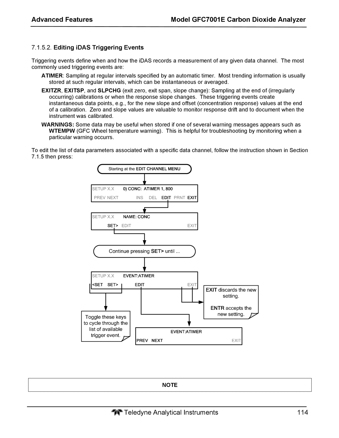 Teledyne GFC 7001EM operation manual Editing iDAS Triggering Events 