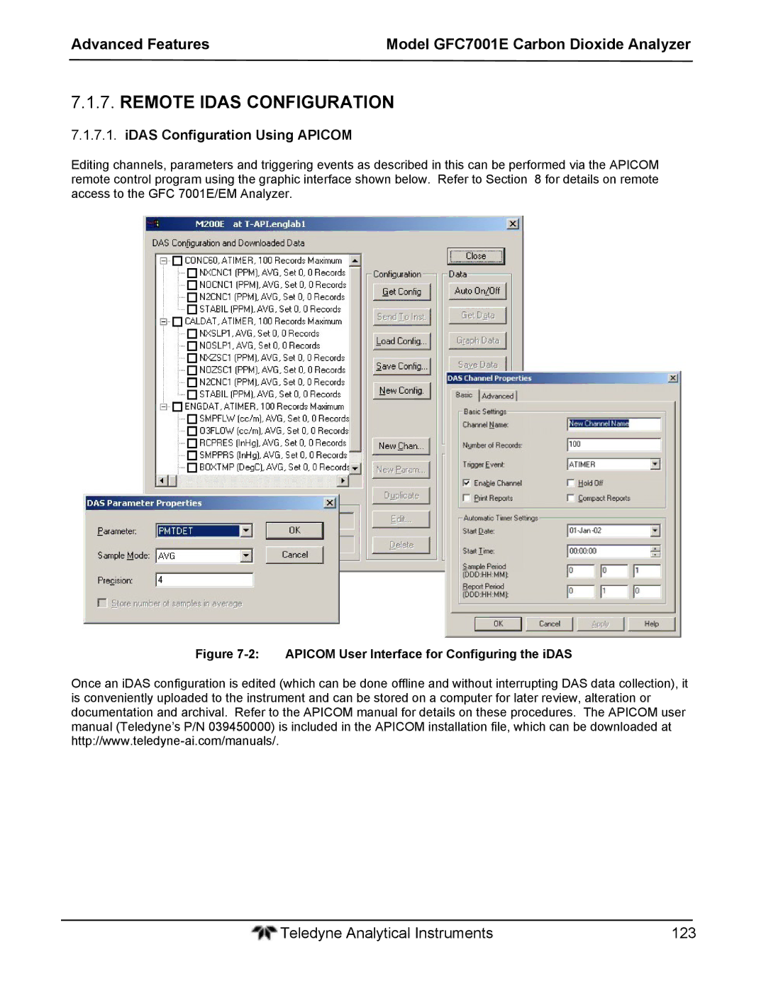 Teledyne GFC 7001EM operation manual Remote Idas Configuration, IDAS Configuration Using Apicom 