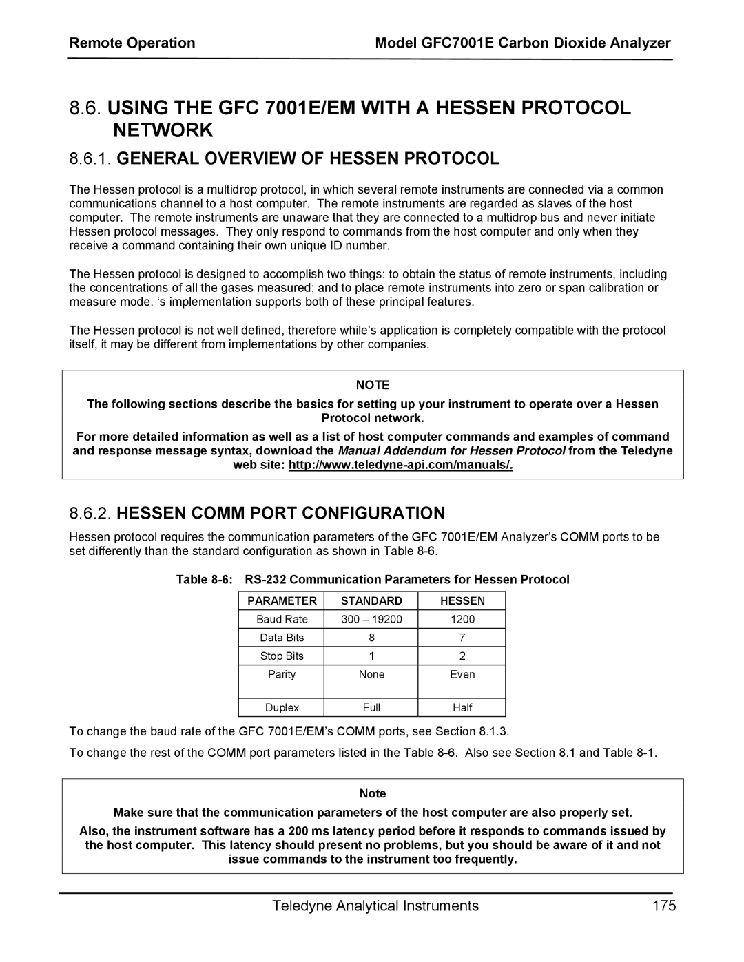 Teledyne GFC 7001EM Using the GFC 7001E/EM with a Hessen Protocol Network, General Overview of Hessen Protocol 