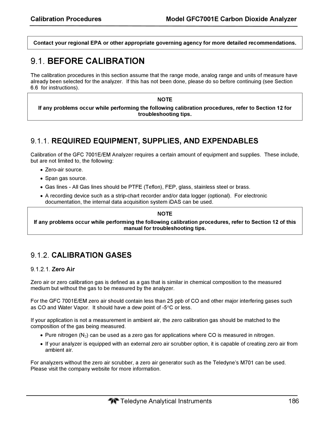 Teledyne GFC 7001EM operation manual Before Calibration, Required EQUIPMENT, SUPPLIES, and Expendables 