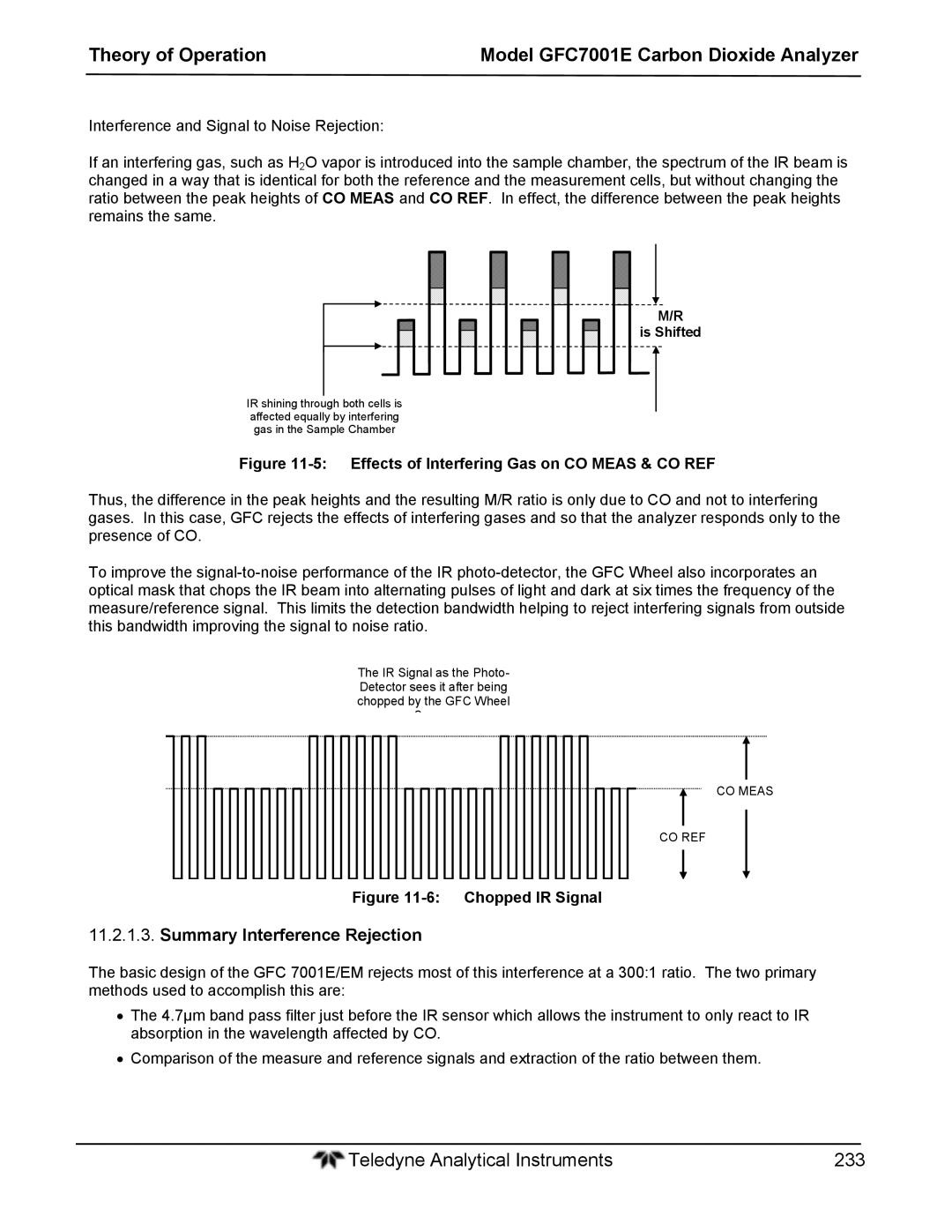 Teledyne GFC 7001EM operation manual Summary Interference Rejection, Effects of Interfering Gas on CO Meas & CO REF 