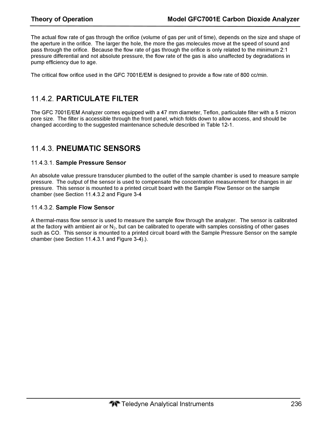 Teledyne GFC 7001EM operation manual Particulate Filter, Pneumatic Sensors, Sample Pressure Sensor, Sample Flow Sensor 