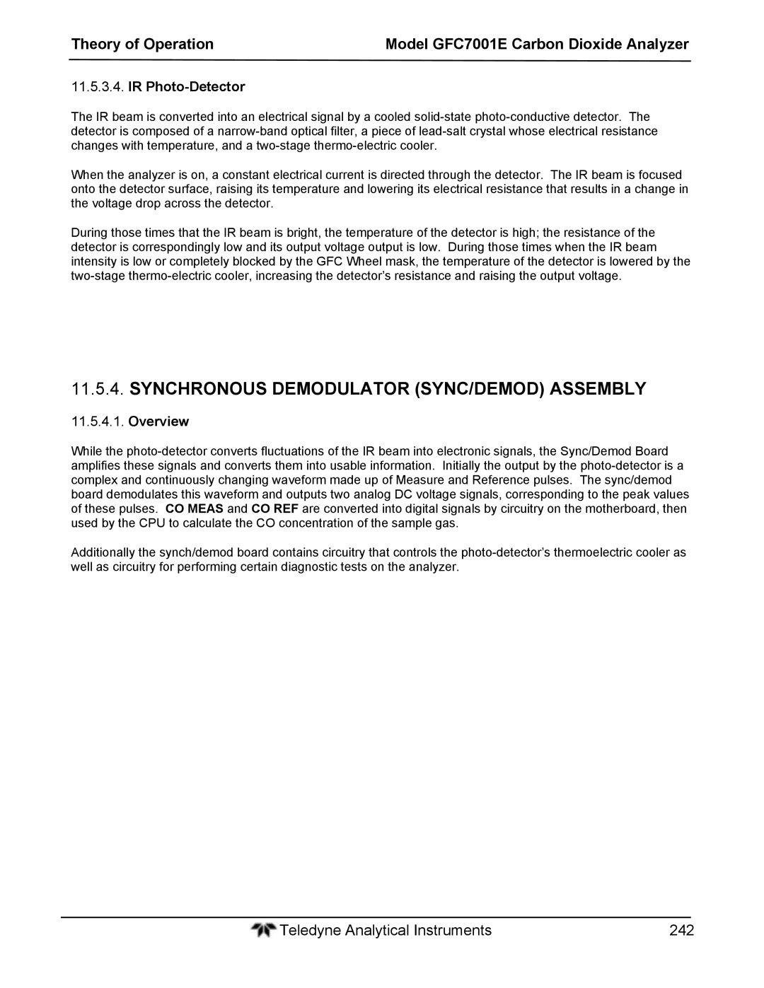 Teledyne GFC 7001EM operation manual Synchronous Demodulator SYNC/DEMOD Assembly, IR Photo-Detector, Overview 