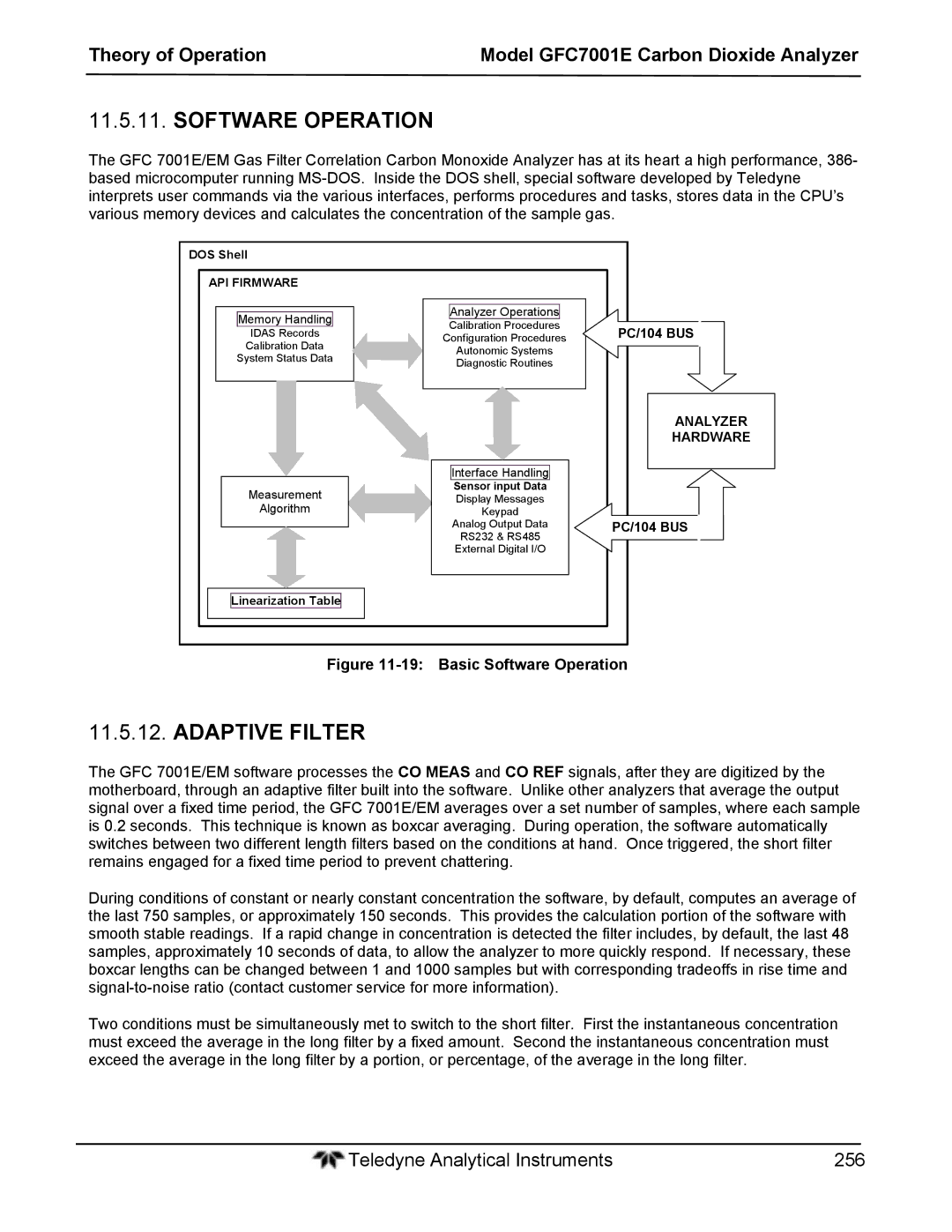 Teledyne GFC 7001EM operation manual Software Operation, Adaptive Filter 