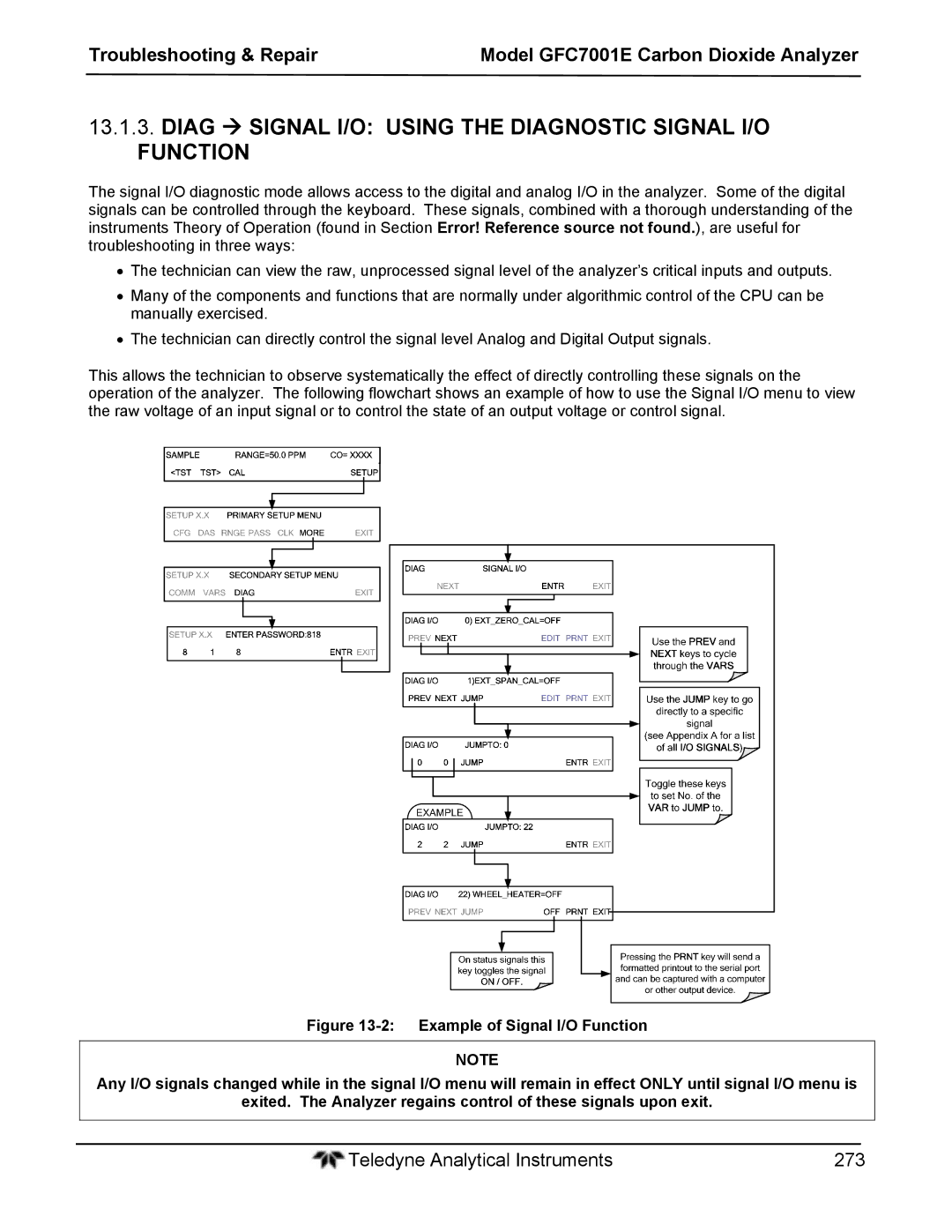 Teledyne GFC 7001EM operation manual Diag  Signal I/O Using the Diagnostic Signal I/O Function 