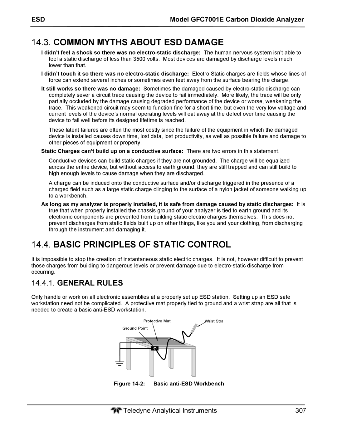 Teledyne GFC 7001EM operation manual Common Myths about ESD Damage, Basic Principles of Static Control, General Rules 