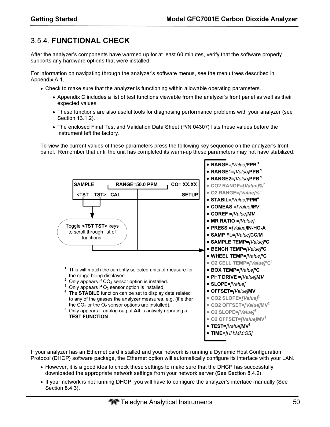 Teledyne GFC 7001EM operation manual Functional Check 