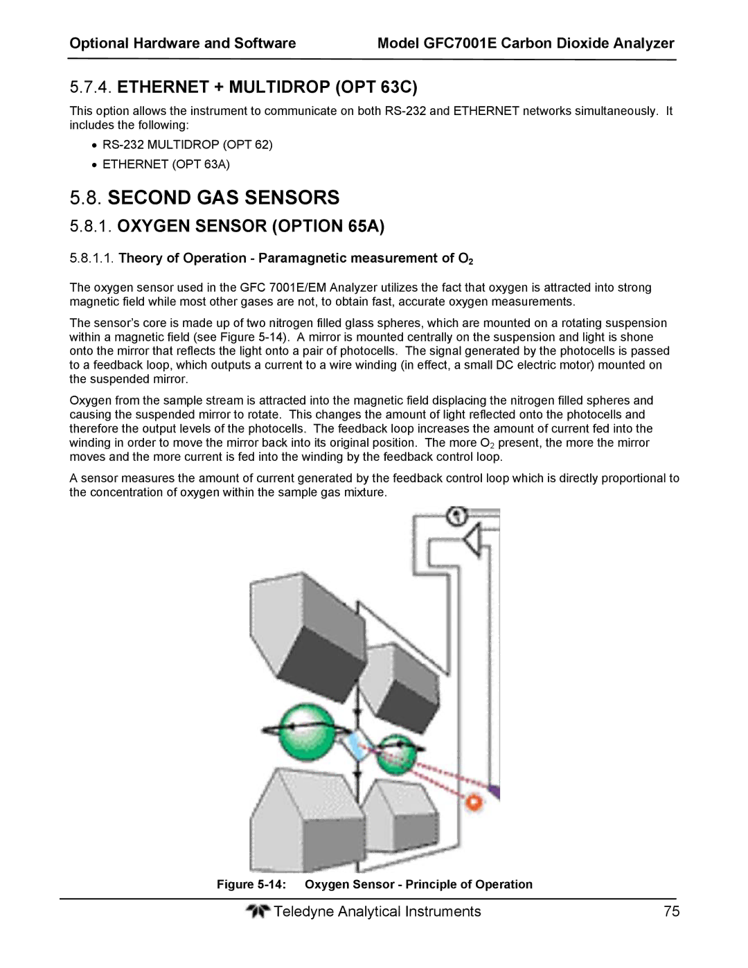 Teledyne GFC 7001EM operation manual Second GAS Sensors, Ethernet + Multidrop OPT 63C, Oxygen Sensor Option 65A 