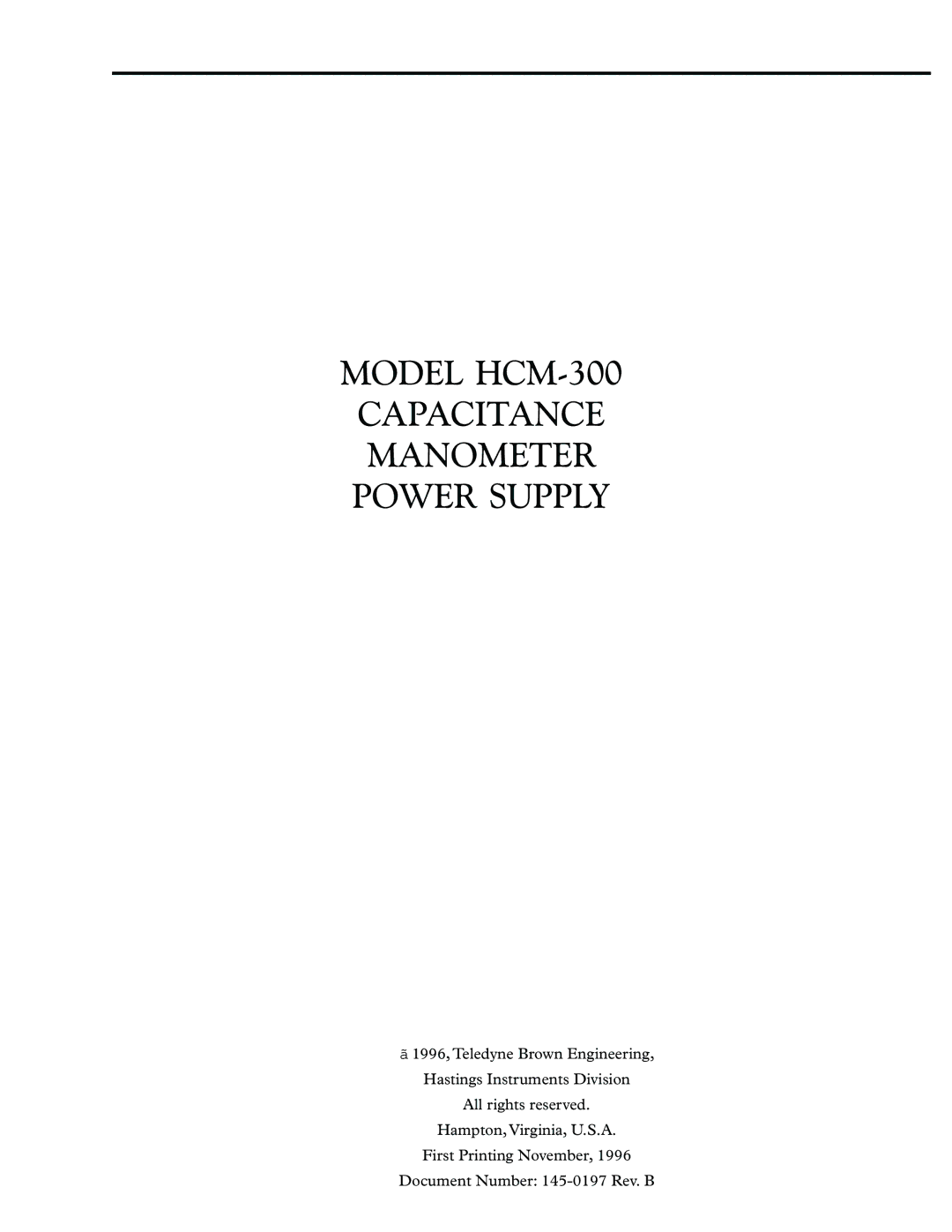 Teledyne manual Model HCM-300 